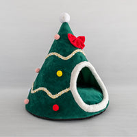 Cat Bed – Warm Holiday Pet Nest in Christmas Hat Style - Bitora