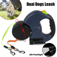 360 swivel no-tangle flexi dog leash for two dogs