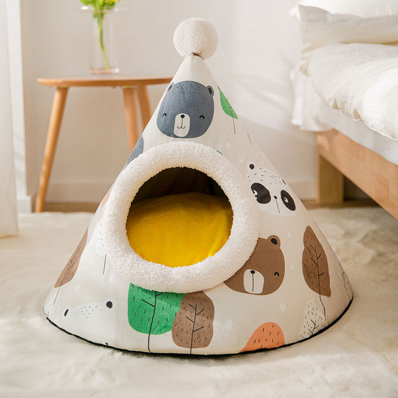 Cat Litter Furniture – Cozy Triangle Yurt House for Cats - Bitora