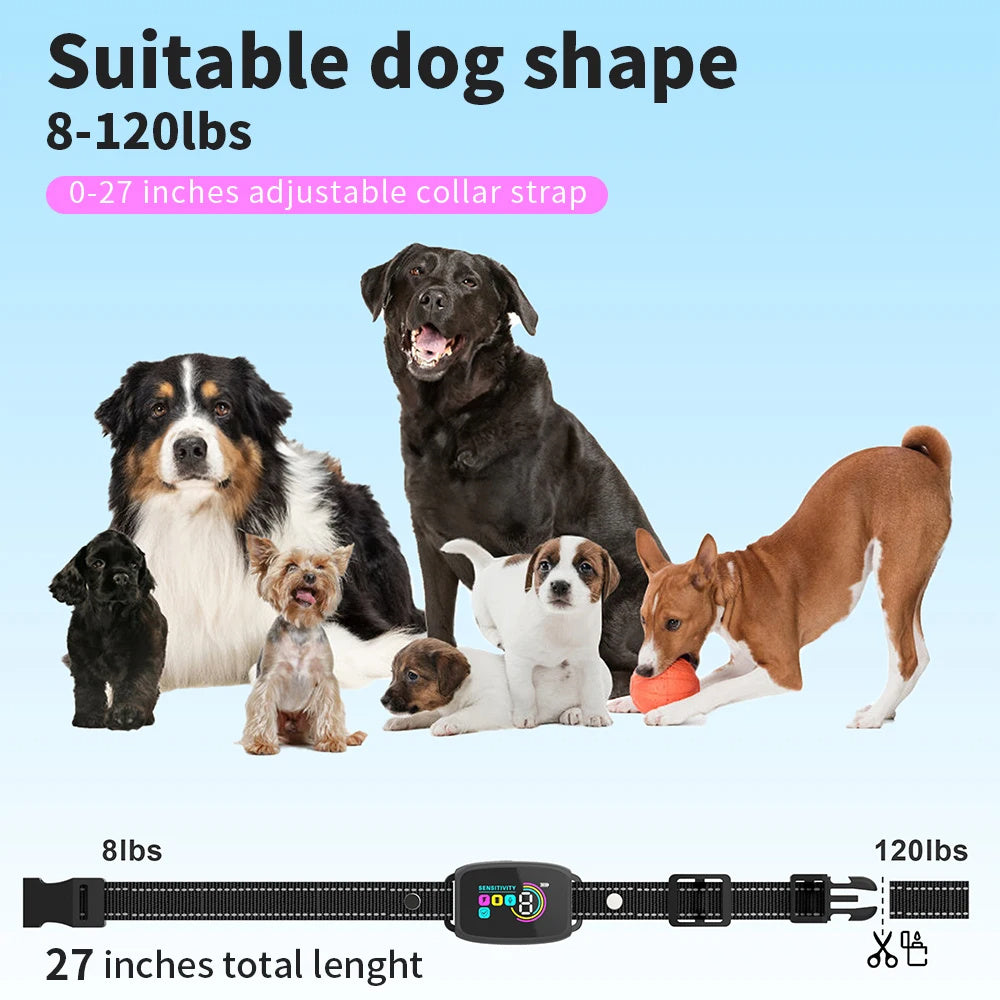 Adjustable anti-bark shock collar for dogs of all sizes