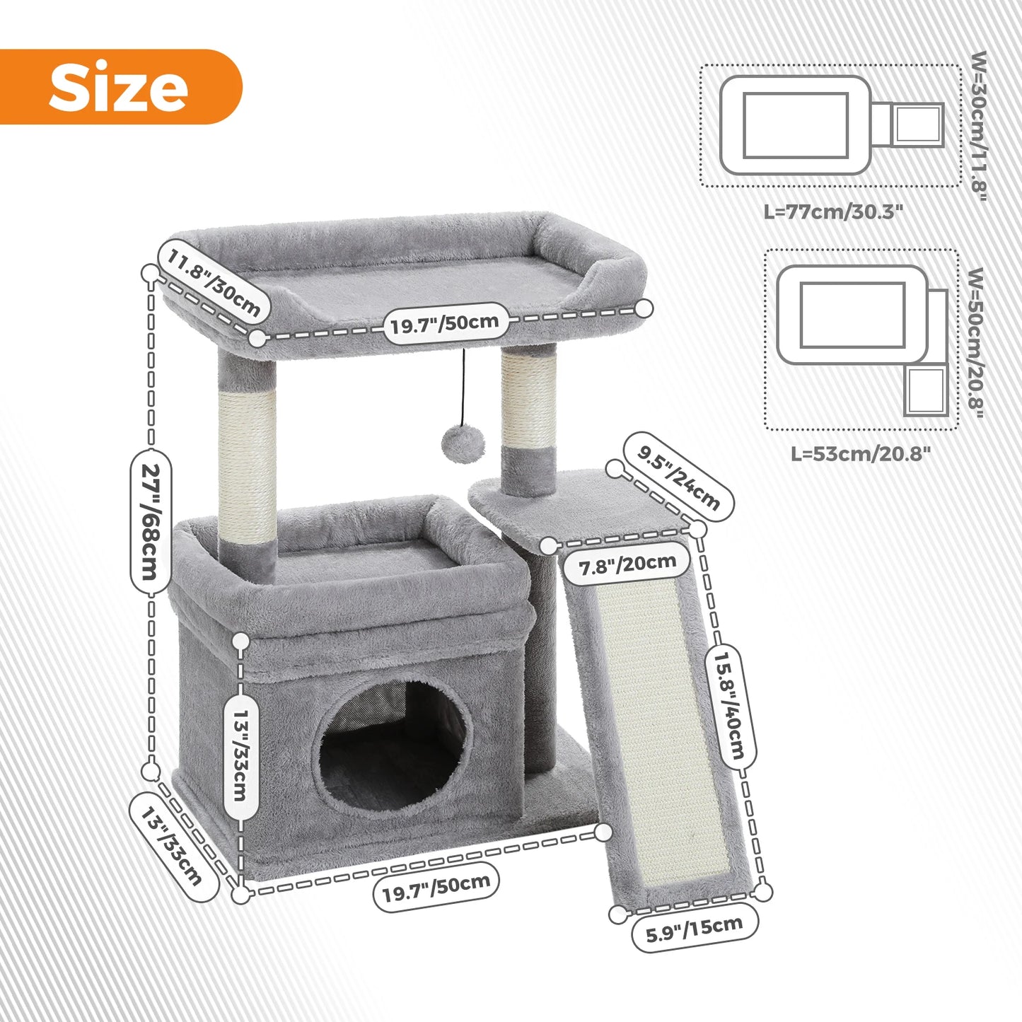Indoor cat tree tower with scratching pad and cat toys