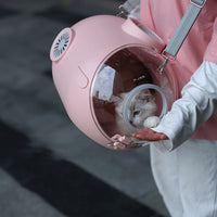 Pink portable one-shoulder cat carrier bag for pets