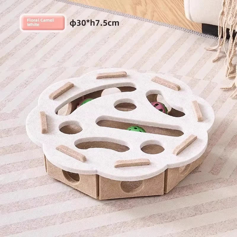 Cat Treat Toy Puzzle Interactive Felt Box with Ball Exercise - Bitora