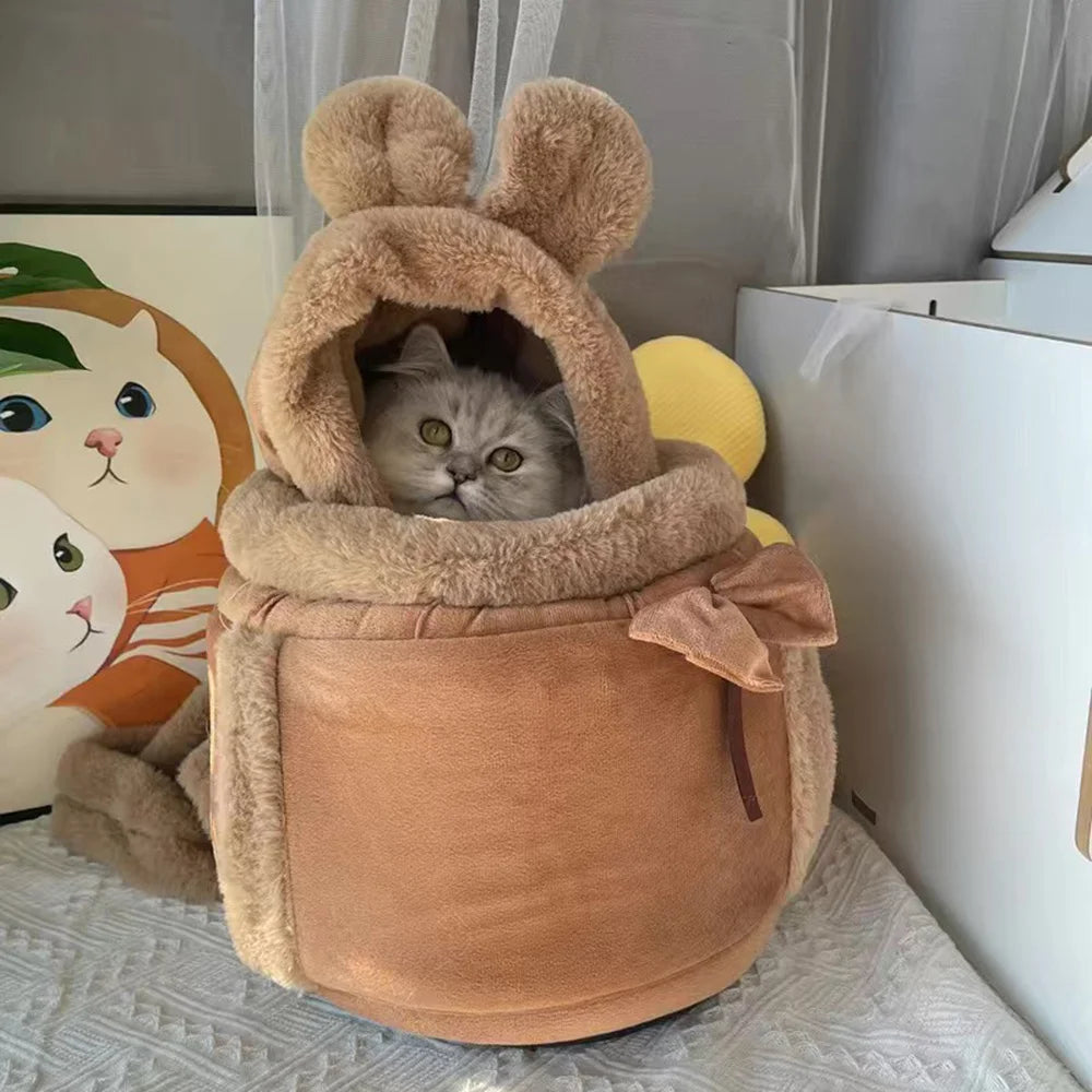 Small Dog Carrier Bag Winter Warm Pet Travel Backpack - Bitora