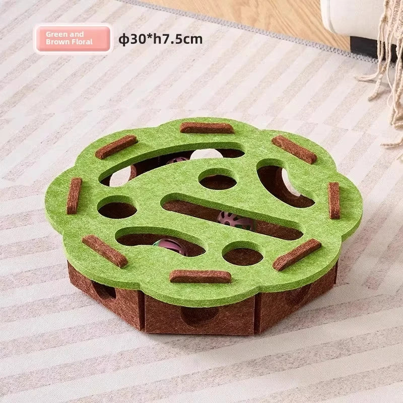 Cat Treat Toy Puzzle Interactive Felt Box with Ball Exercise - Bitora