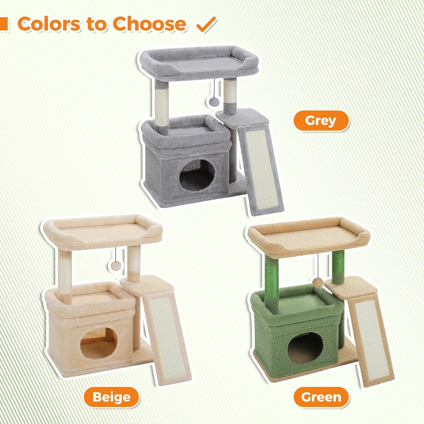 Cat Toys Tree Tower with Scratching Post and Condo - Bitora