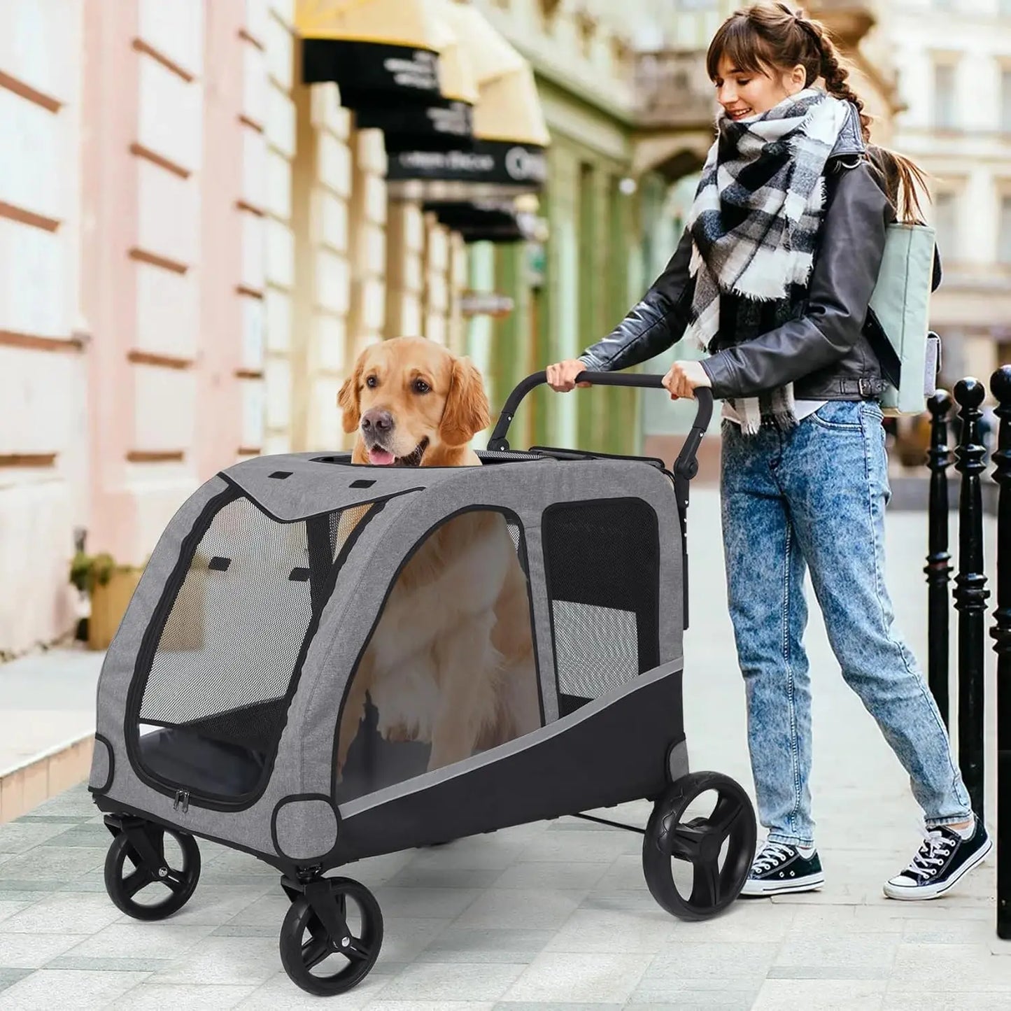Pet Stroller Near Me β Extra Large Foldable Dog Stroller 160lbs -  Bitora
