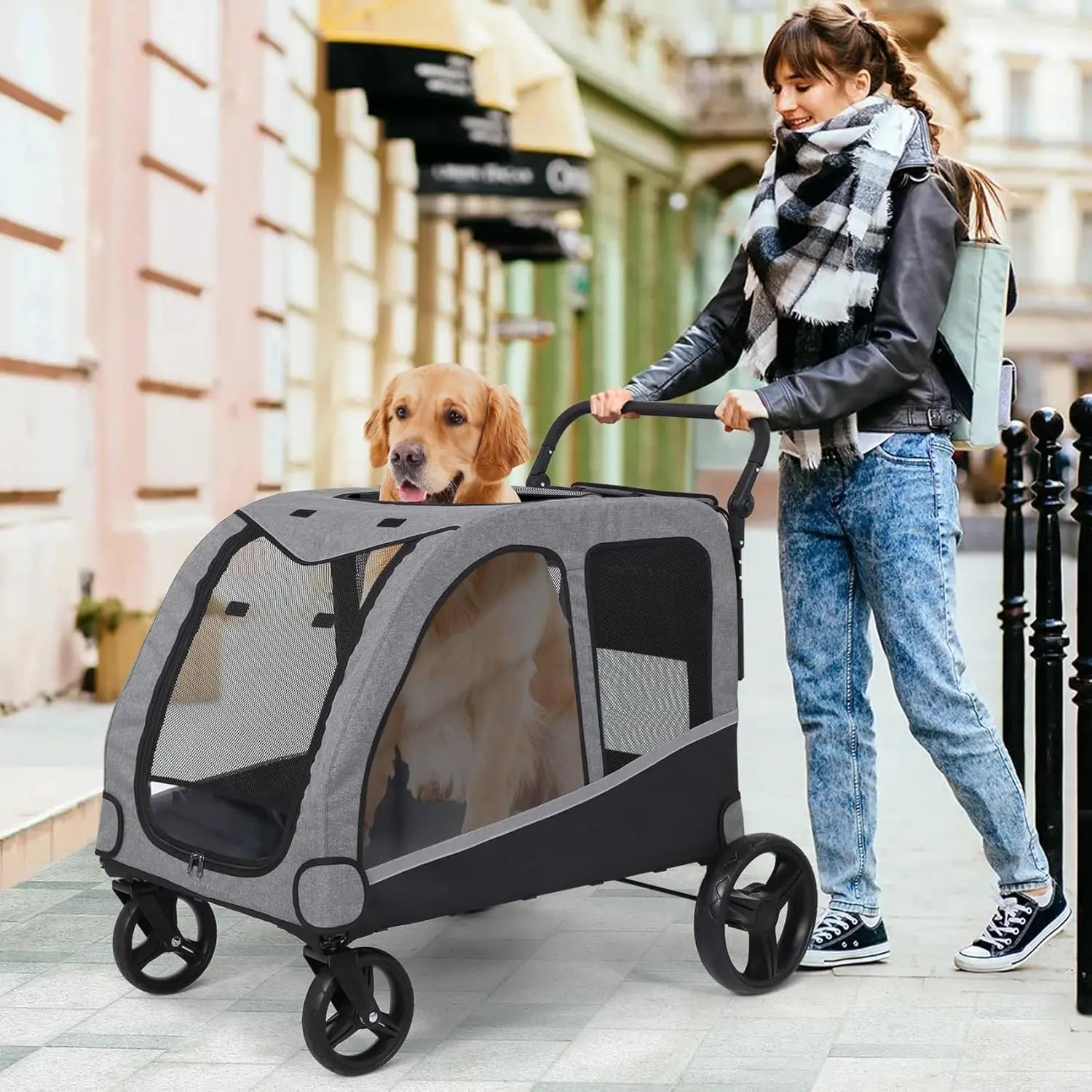 Pet Stroller Near Me β Extra Large Foldable Dog Stroller 160lbs -  Bitora