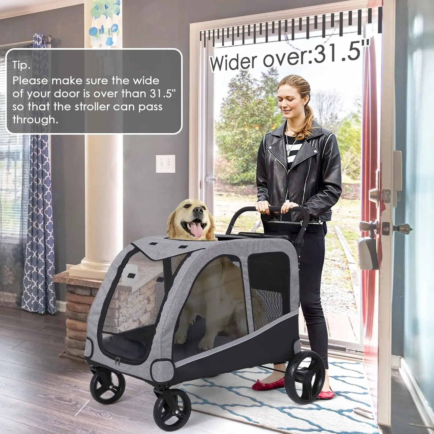 Pet Stroller Near Me for large dogs foldable design