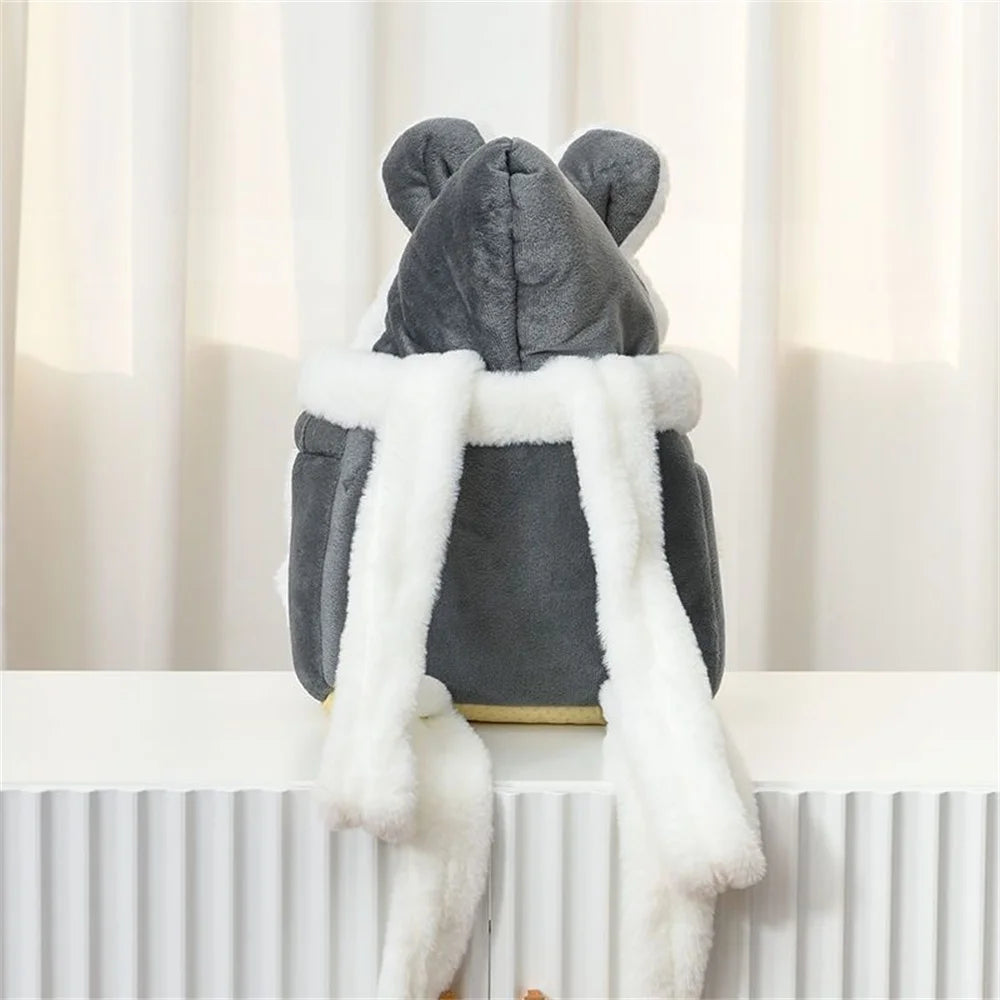 Cozy padded interior of small dog carrier for puppies and cats