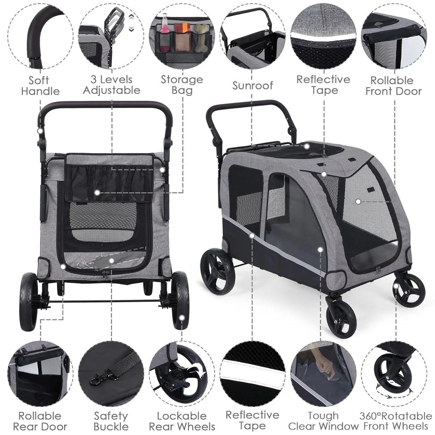 Foldable pet stroller near me fits in car trunk