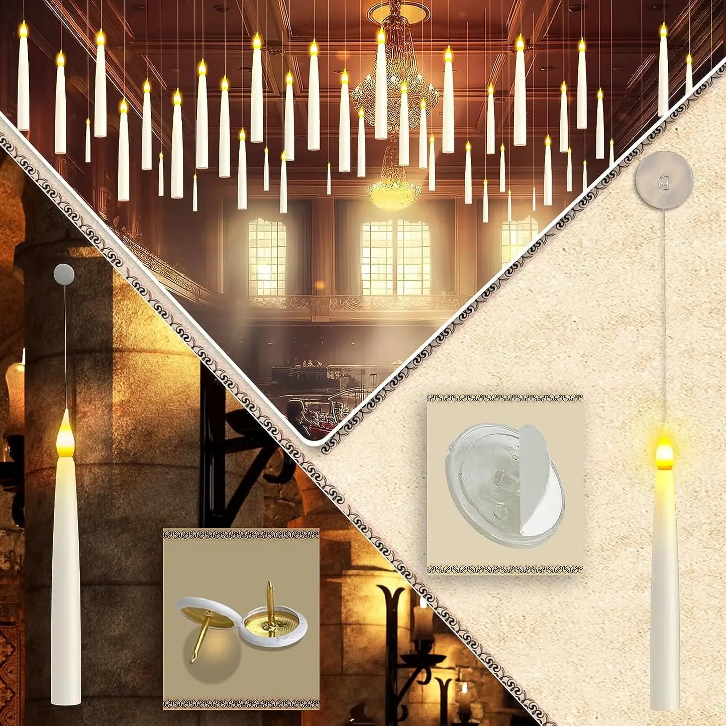 Halloween Decoration: 12 Pis Floating LED Candles with Magic Wand - Bitora