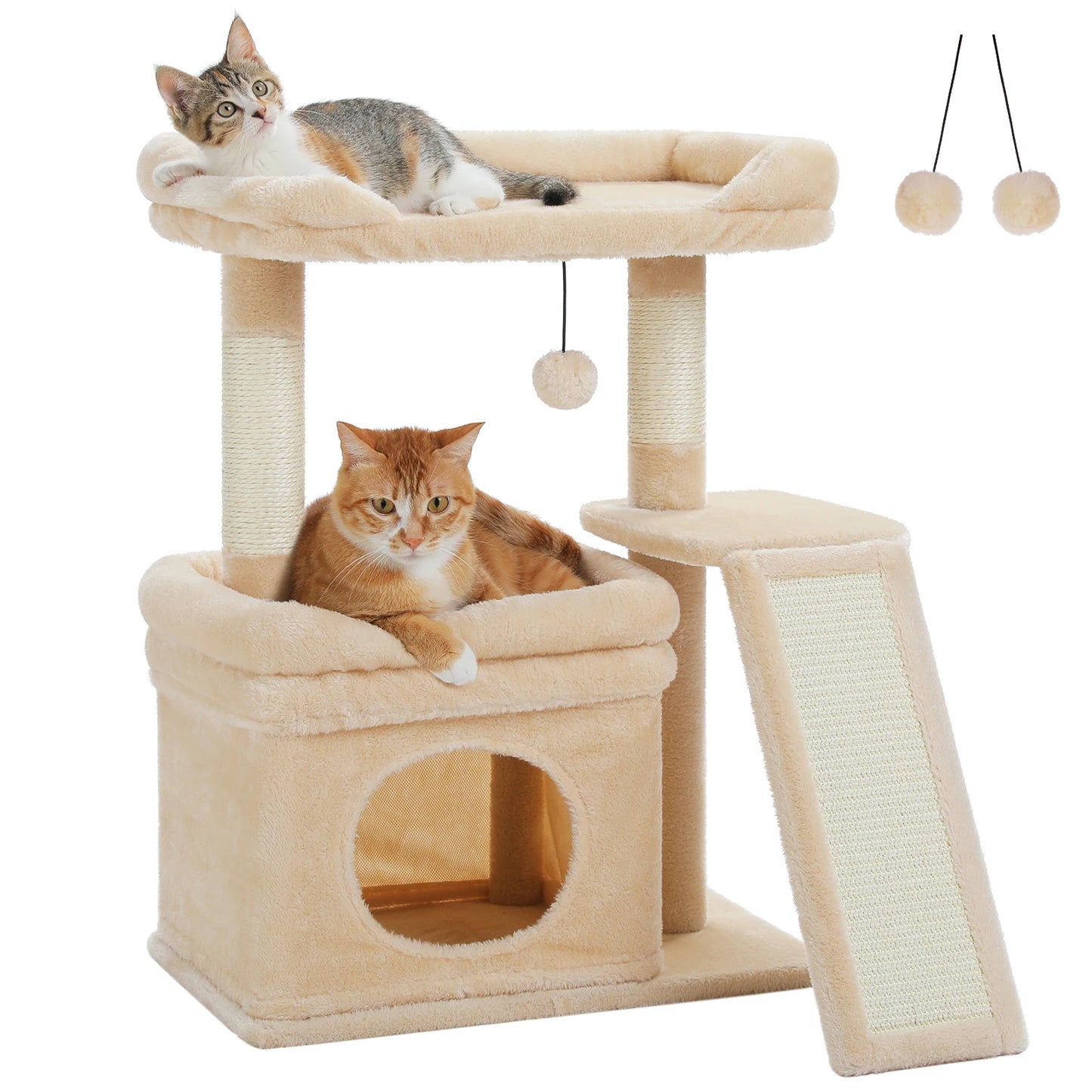 Cat Toys Tree Tower with Scratching Post and Condo - Bitora