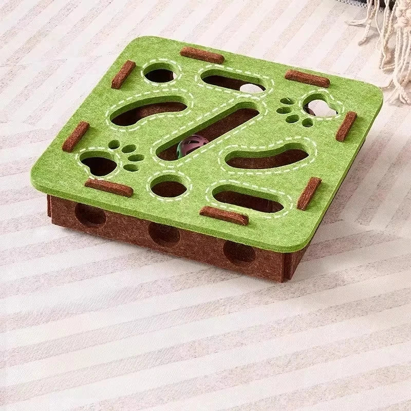 Cat Treat Toy Puzzle Interactive Felt Box with Ball Exercise - Bitora