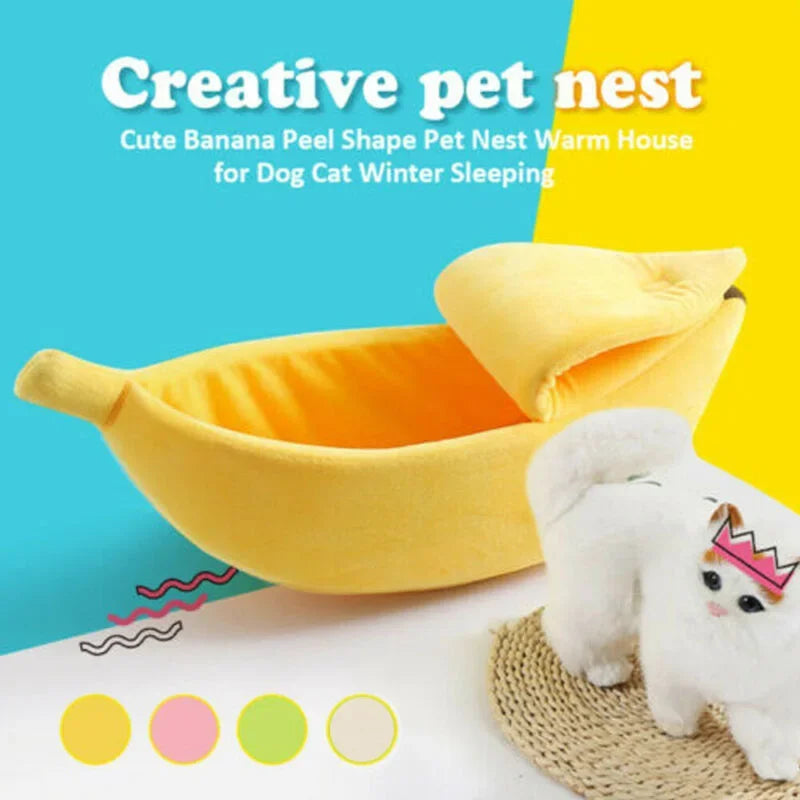 Soft Cat House Bed – Warm Banana Shape Pet Bed