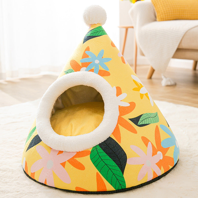 Cat Litter Furniture – Cozy Triangle Yurt House for Cats - Bitora