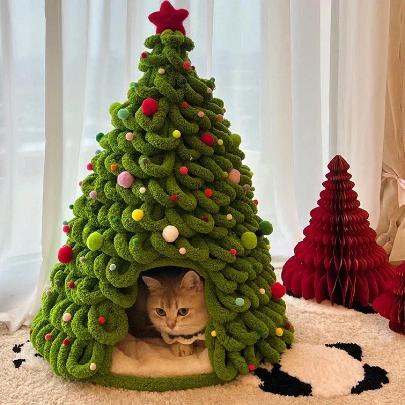 christmas tree cat bed material package