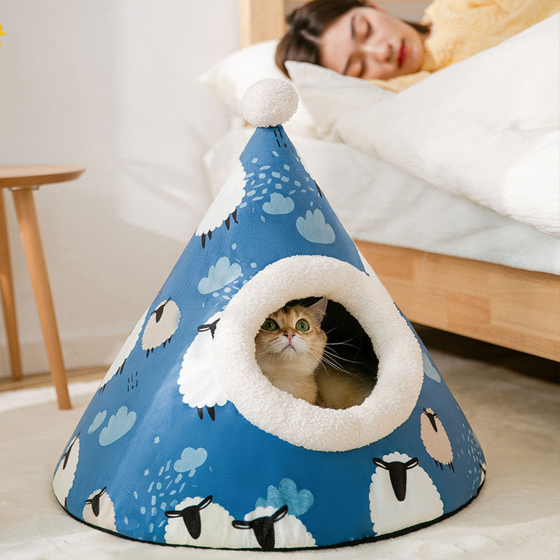 Cat Litter Furniture – Cozy Triangle Yurt House for Cats - Bitora