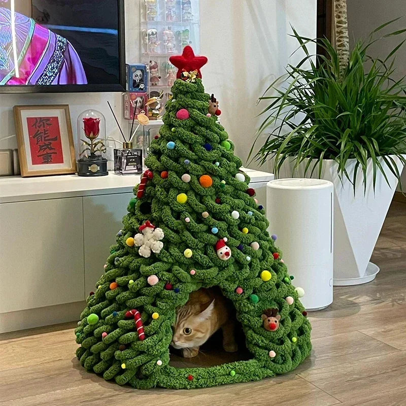 handmade christmas tree cat bed