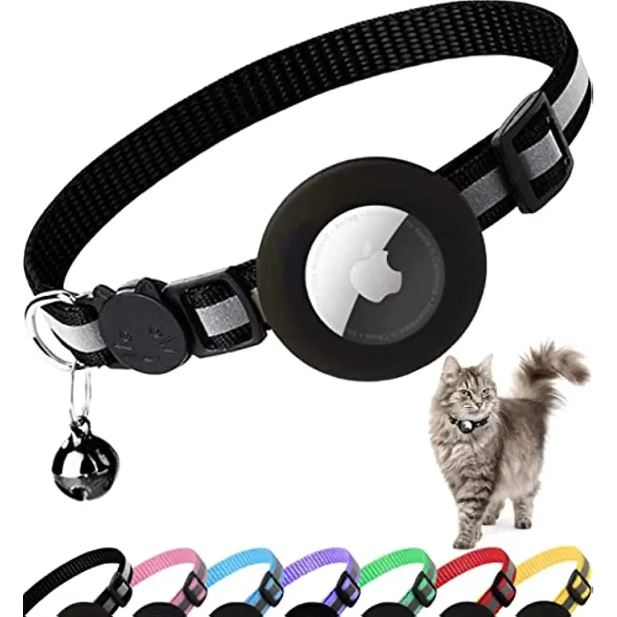 Reflective Cat Collar with Apple AirTag Holder 0.4 Inches - Bitora