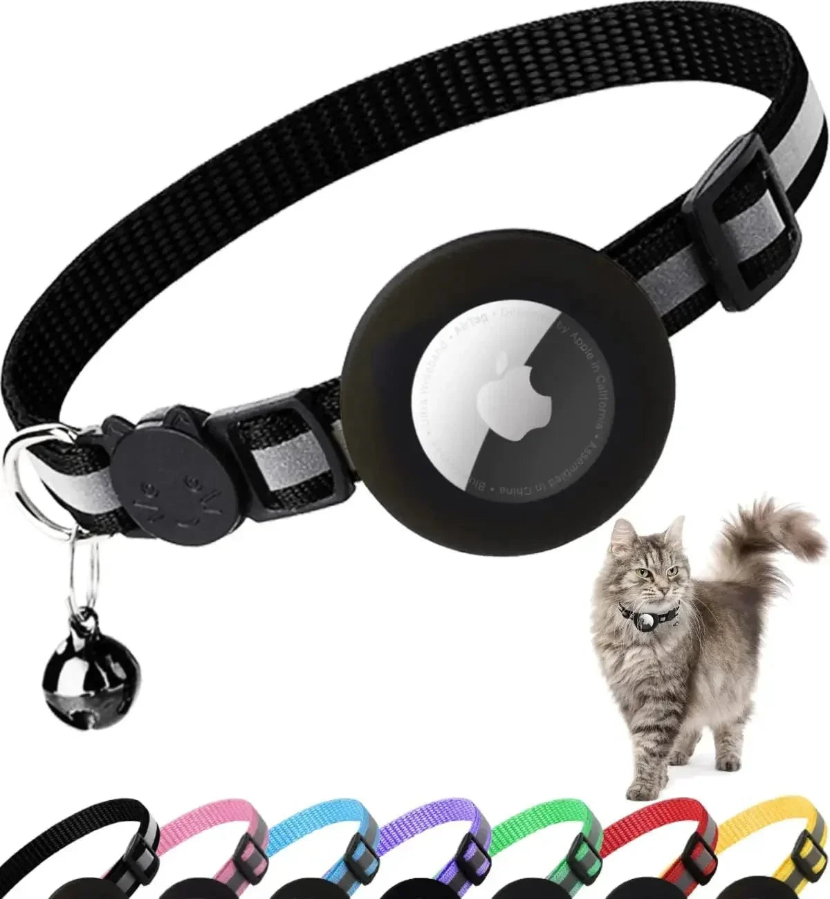 Reflective Cat Collar with Apple AirTag Holder 0.4 Inches - Bitora
