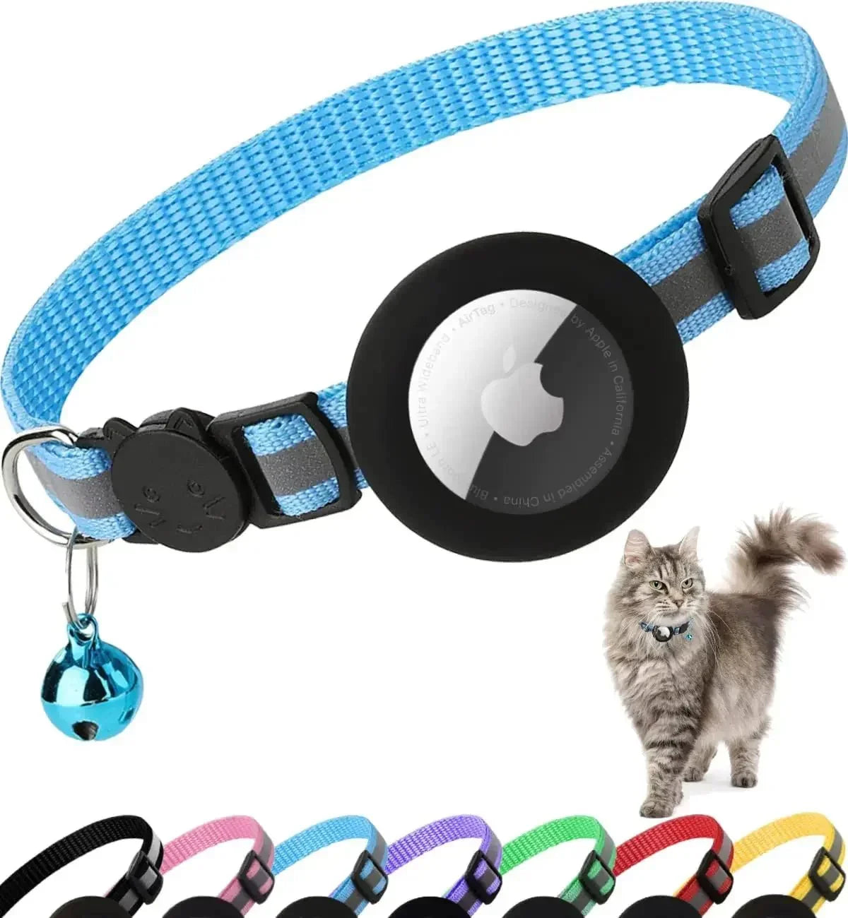 Reflective Cat Collar with Apple AirTag Holder 0.4 Inches - Bitora