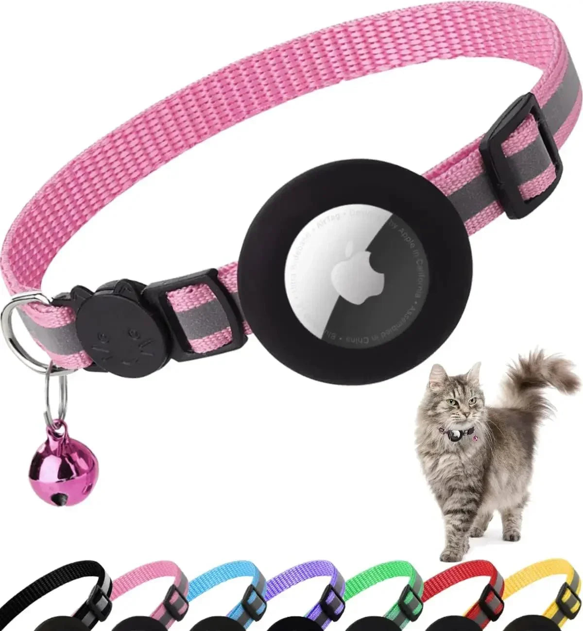 Reflective Cat Collar with Apple AirTag Holder 0.4 Inches - Bitora