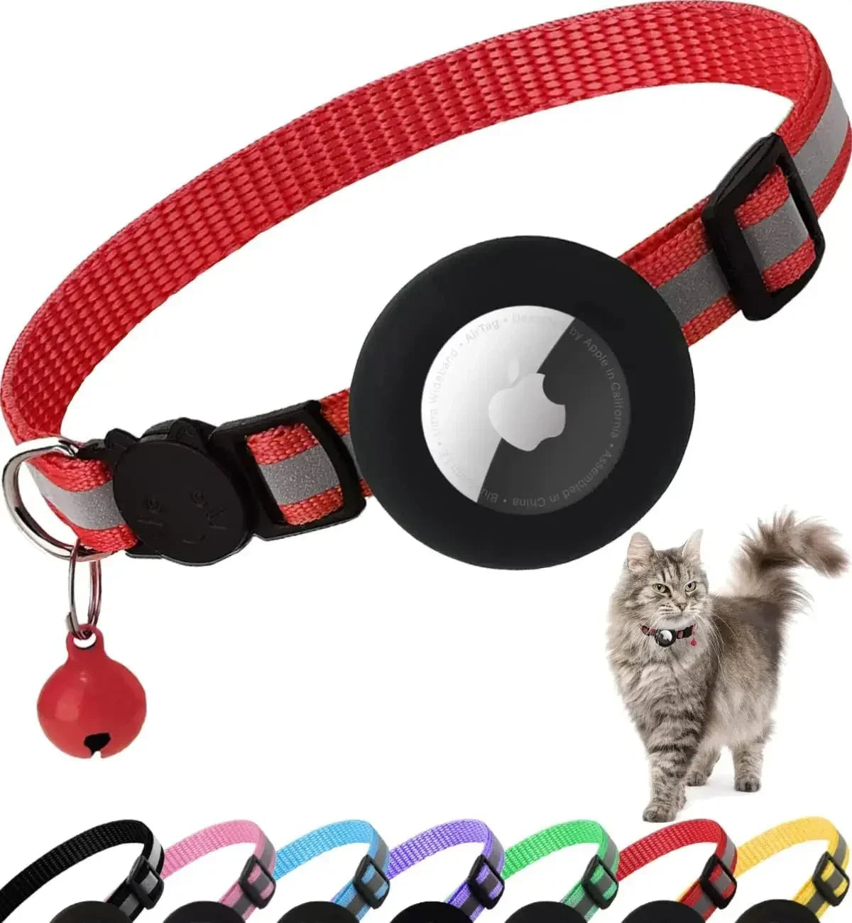 Reflective Cat Collar with Apple AirTag Holder 0.4 Inches - Bitora