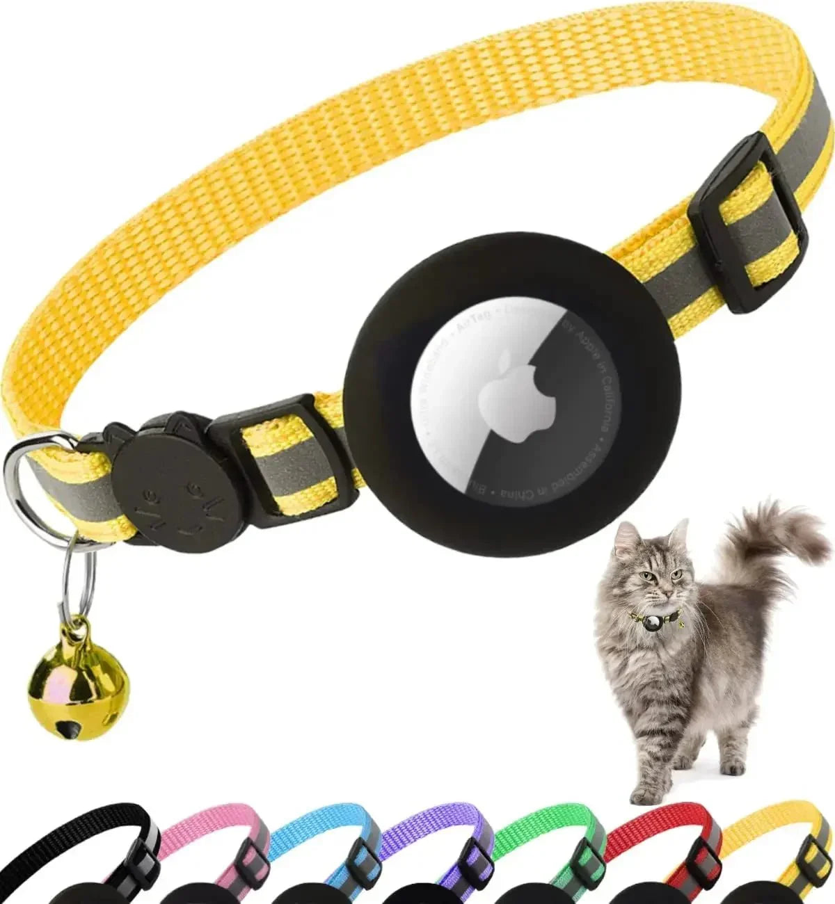 Reflective Cat Collar with Apple AirTag Holder 0.4 Inches - Bitora