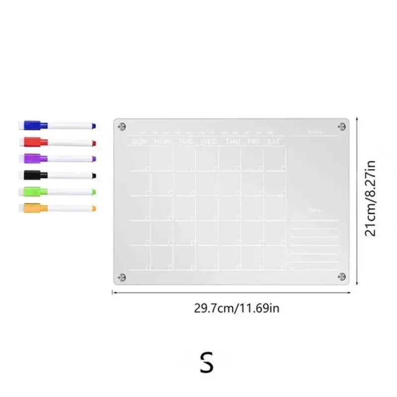 Reusable Magnetic Calendar – Acrylic Fridge Planner - Bitora