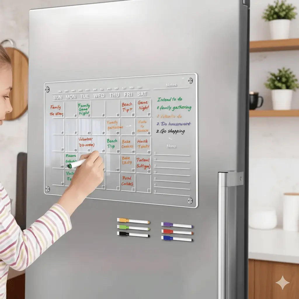 Reusable Magnetic Calendar – Acrylic Fridge Planner - Bitora