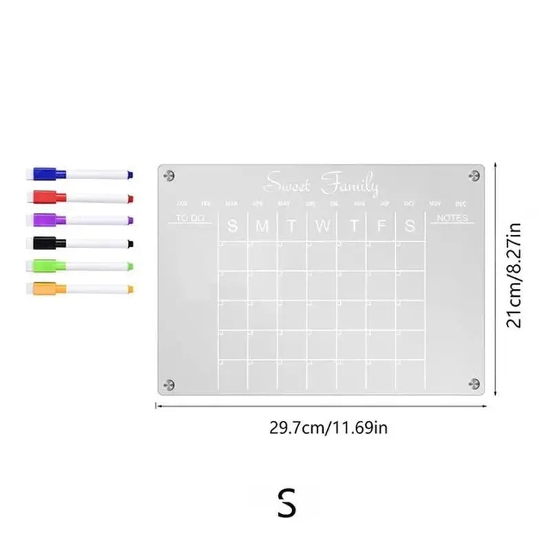Reusable Magnetic Calendar – Acrylic Fridge Planner - Bitora