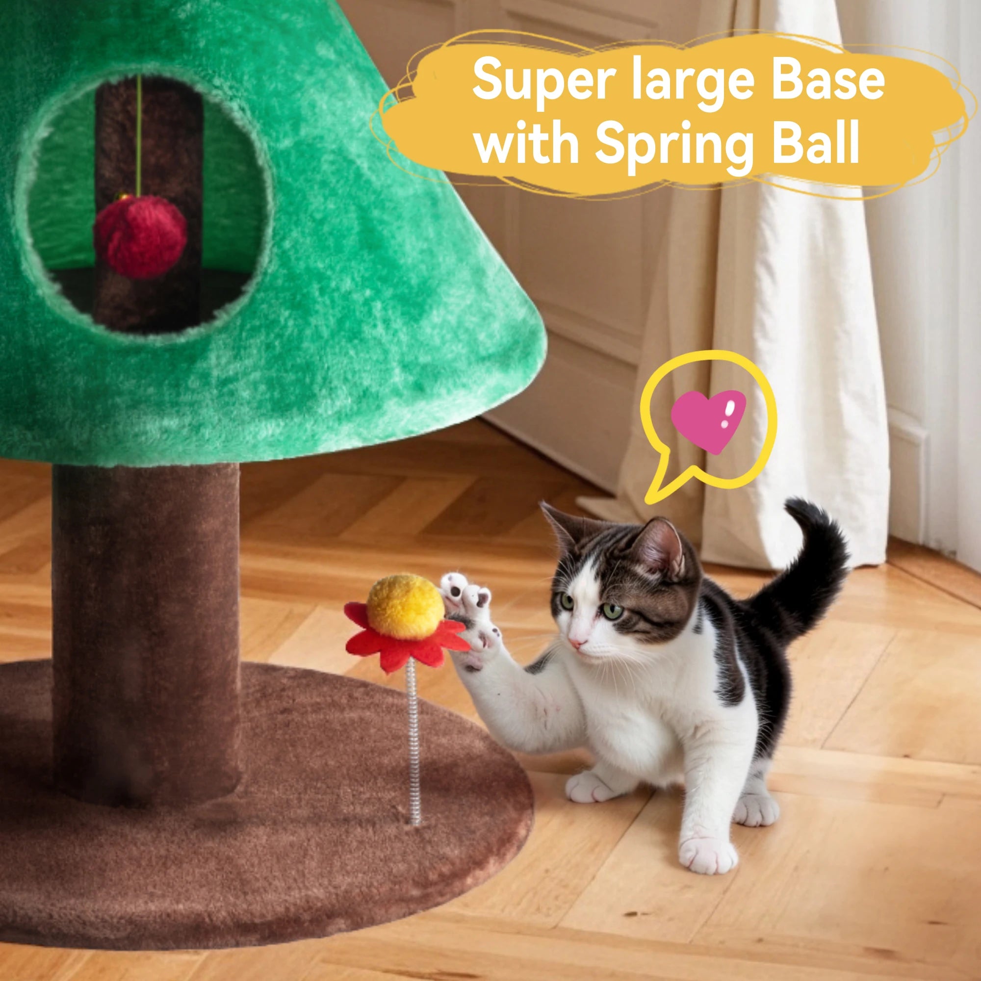 Bottom-level hideaway in cat friendly Christmas tree for cats