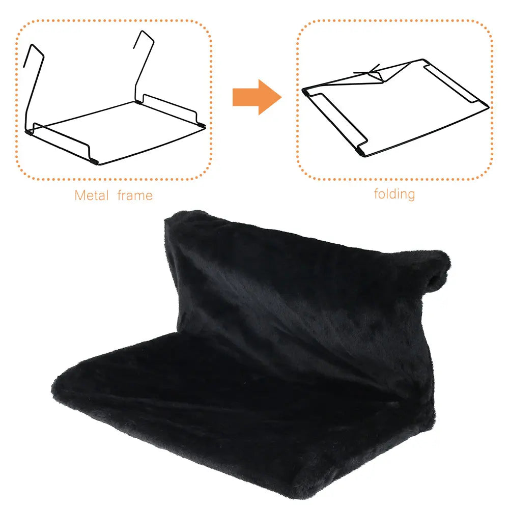 Collapsible metal frame cat radiator bed with soft plush