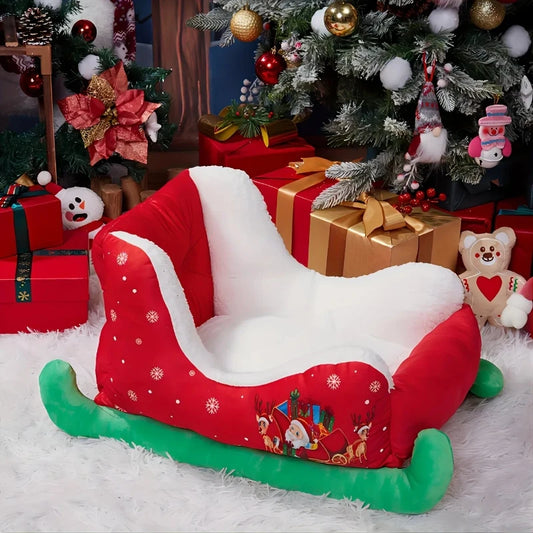 Cozy Christmas dog bed holiday sleigh style