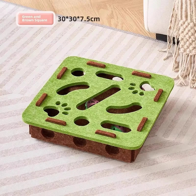 Cat Treat Toy Puzzle Interactive Felt Box with Ball Exercise - Bitora