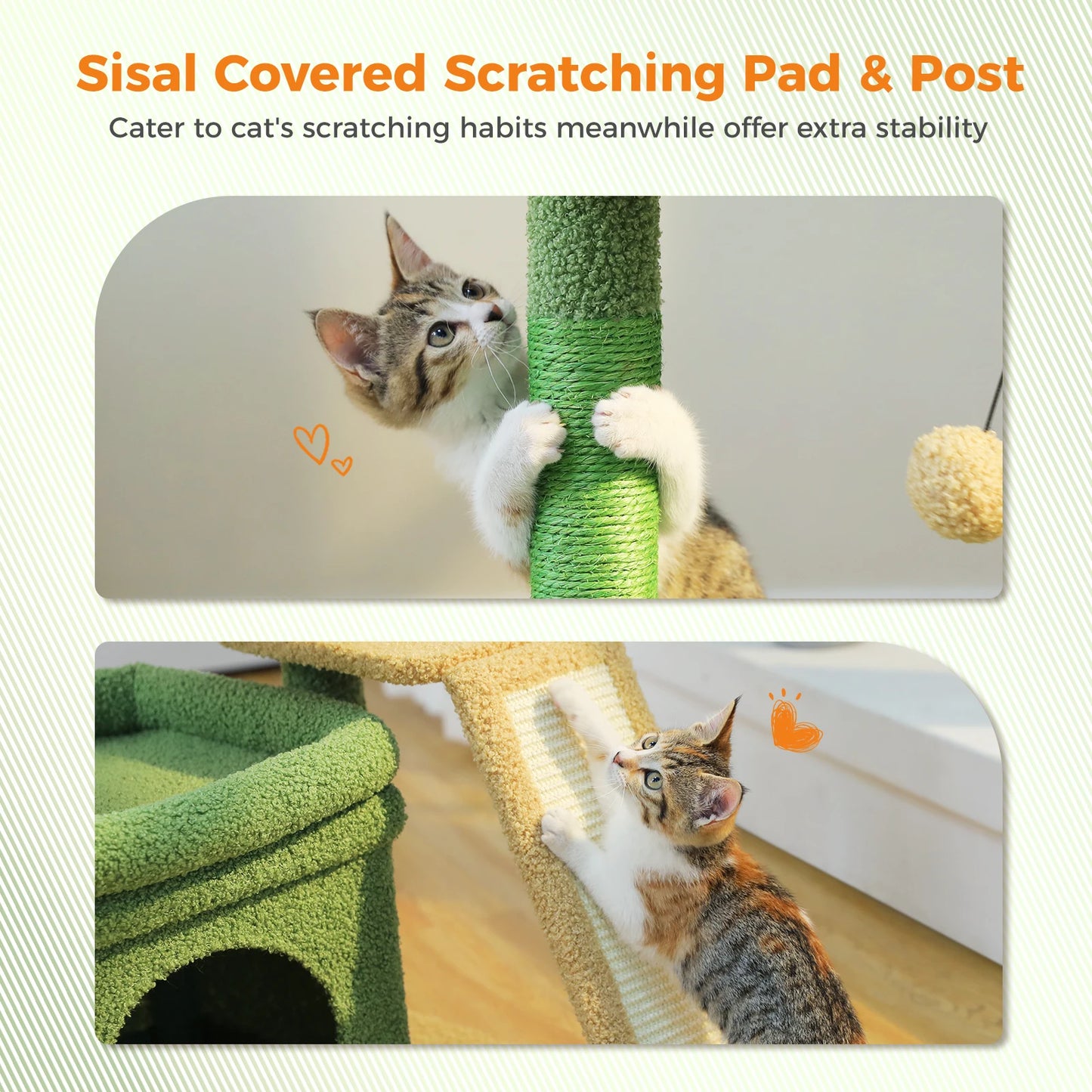 Cat Toys Tree Tower with Scratching Post and Condo -  Bitora