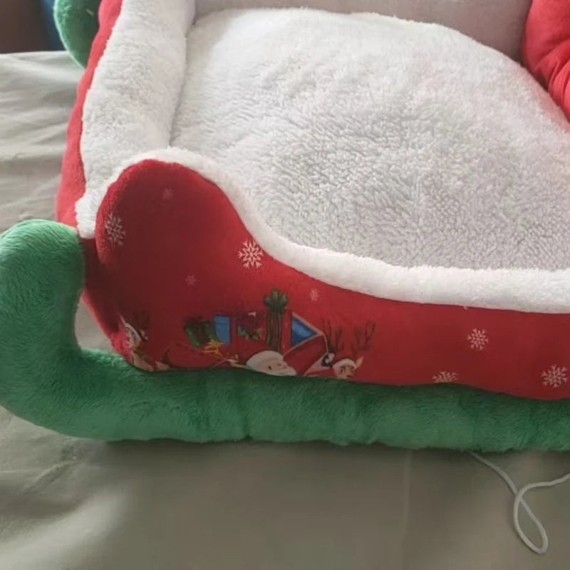 Christmas dog bed red sleigh festive pet nest