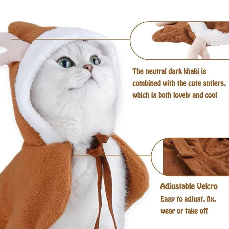 Cat Santa Suit Christmas Costume with Cloak and Hat -  Bitora