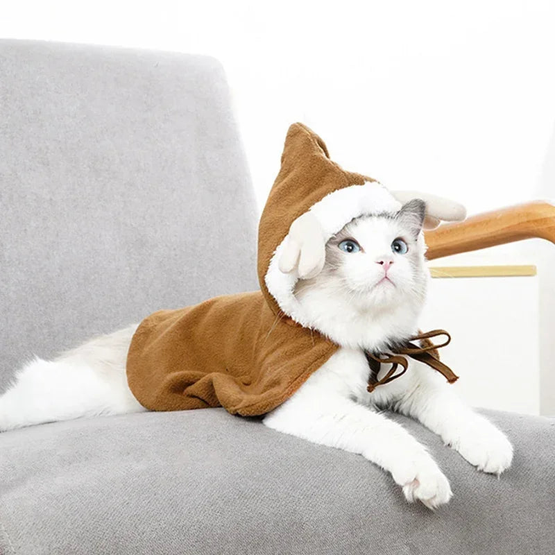 Cat Santa Suit Christmas Costume with Cloak and Hat -  Bitora
