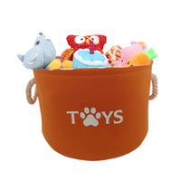 Close-up of the neat wiring and strong stitching on the durable pet toy basket.