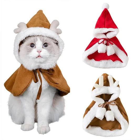 Cat Santa Suit Christmas Costume with Cloak and Hat -  Bitora