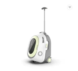 Small cat inside pet travel carrier backpack bubble