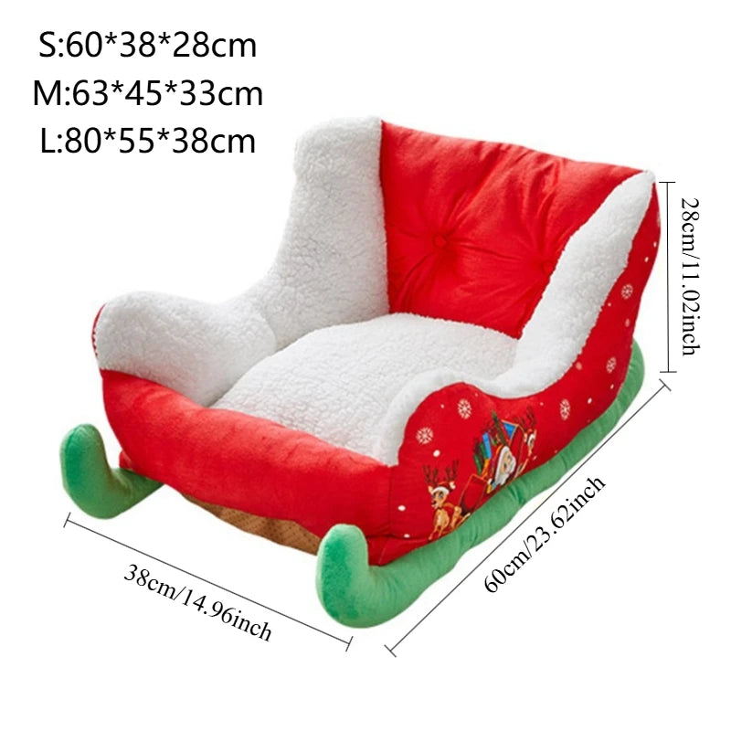 Cozy Christmas dog bed holiday sleigh style
