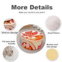 Heated Cat Bed Winter Cartoon Ramen Semi-Enclosed Soft Nest -  Bitora