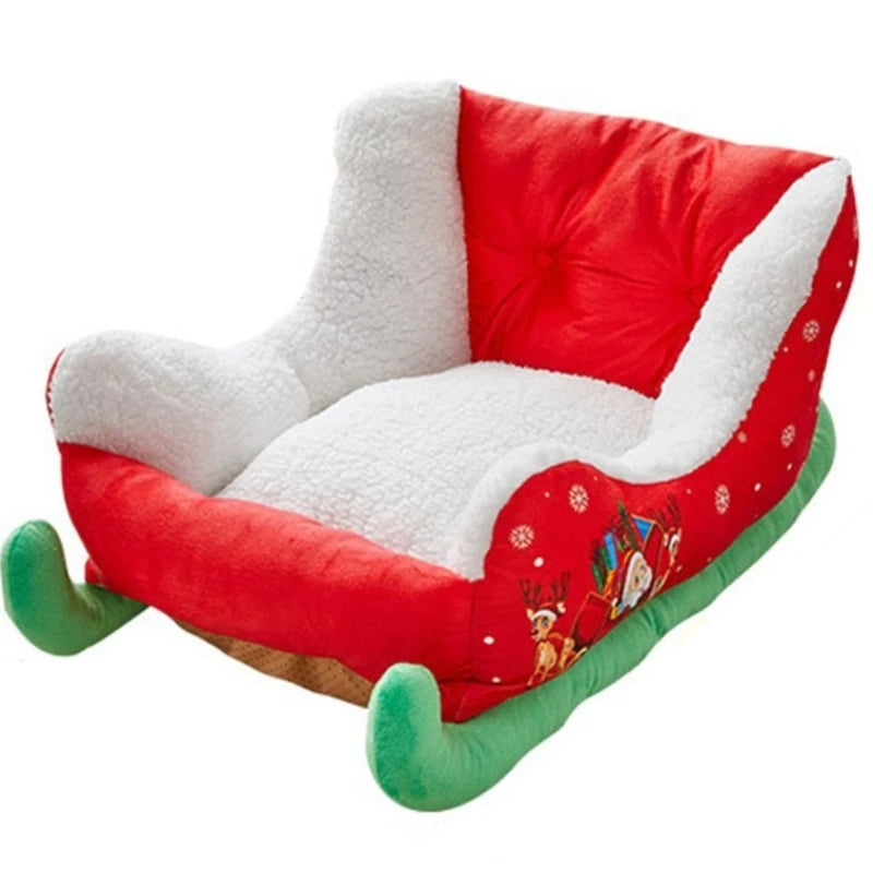 Christmas dog bed red sleigh festive pet nest