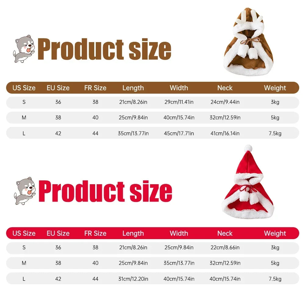 Cat Santa Suit Christmas Costume with Cloak and Hat -  Bitora