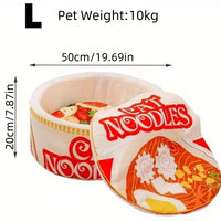 Heated Cat Bed Winter Cartoon Ramen Semi-Enclosed Soft Nest -  Bitora