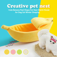 Soft Cat House Bed – Warm Banana Shape Pet Bed