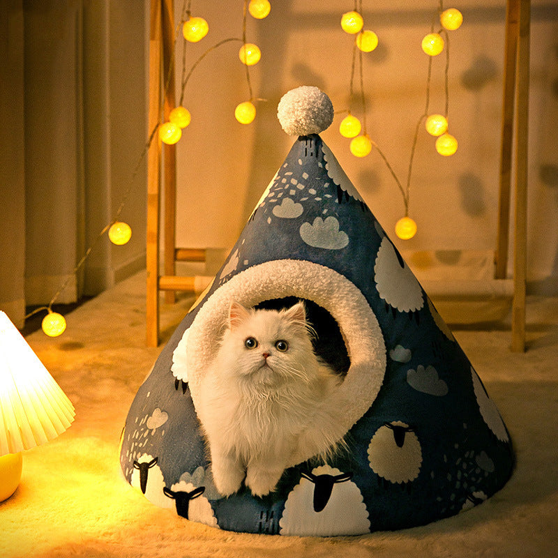 Cat Litter Furniture – Cozy Triangle Yurt House for Cats - Bitora